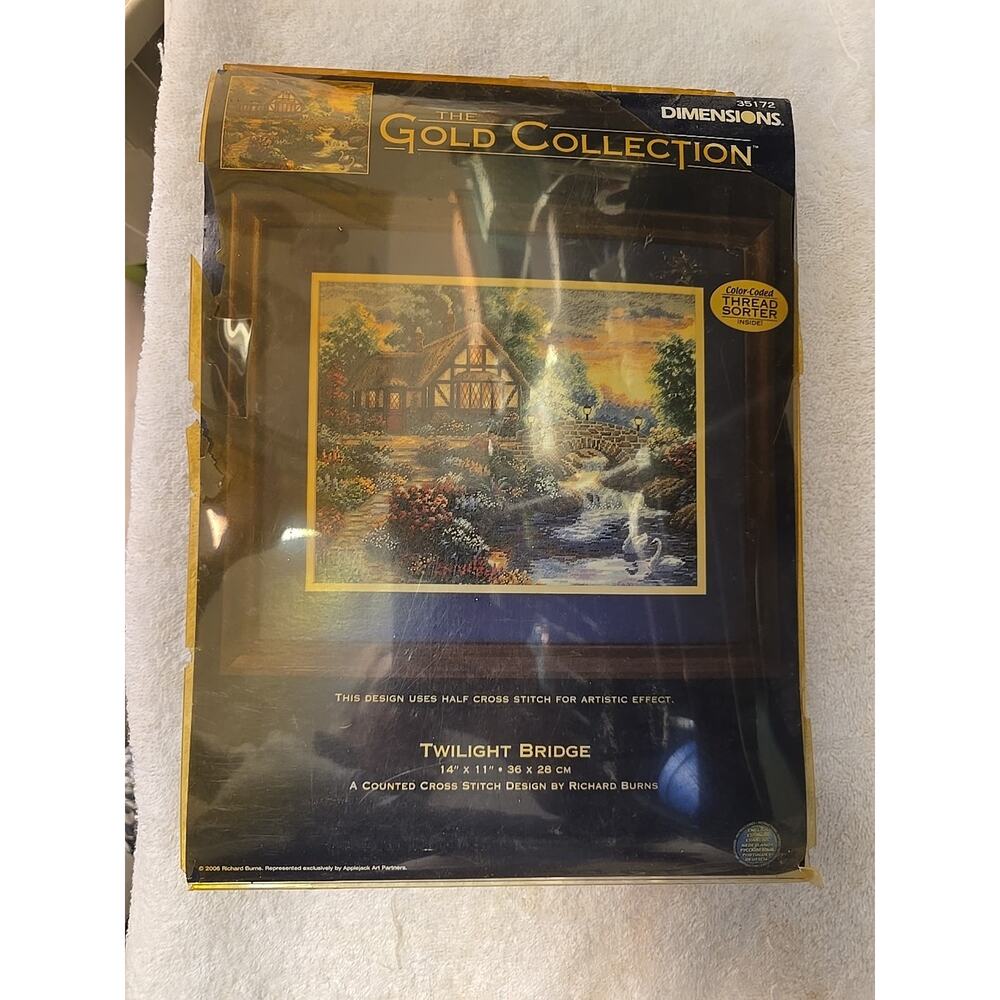 DIMENSIONS 35172 Gold Collection Counted Cross Stitch Kit Twilight Bridge 18 ...